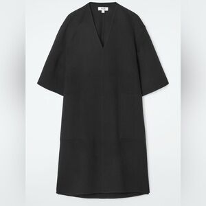 COS V Neck Double Faced Wool Dress in Black Size L (NWT)